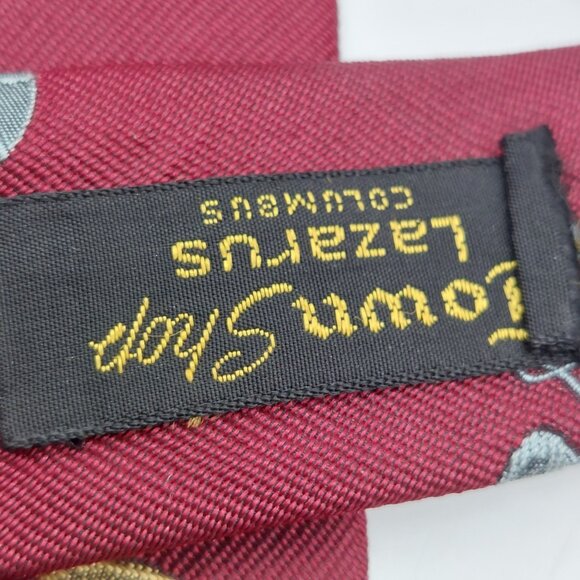 Resilio Necktie Red Gold Horn Pattern Fox Hunting Solk - Picture 8 of 9